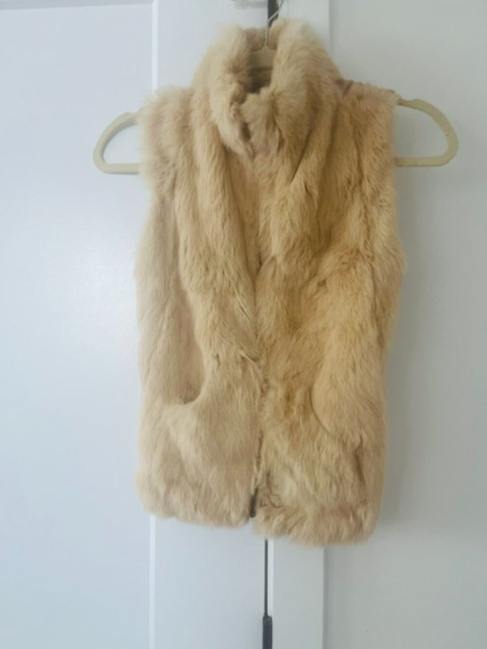 Caramel rabbit fur vest with pockets White House Black Market Small